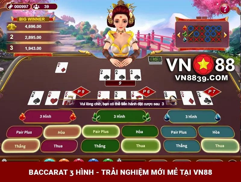 Baccarat 3 hình - Trải nghiệm sự mới lạ tại sảnh trò chơi VN88