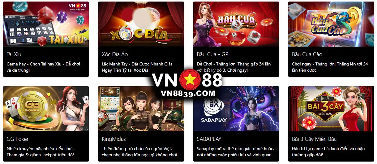 Các sảnh trò chơi tại Nhà cái VN88 luôn thu hút đông đảo người chơi