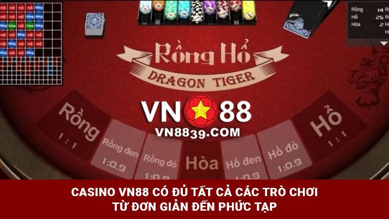 Casino VN88 có đầy đủ tất cả các trò chơi từ đơn giản đến phức tạp