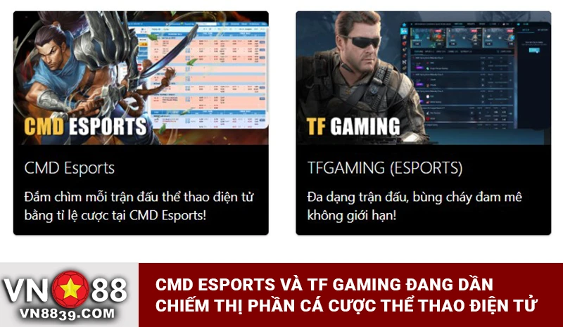 CMD Esports và TF Gaming đang dần chiếm lĩnh thị phần cá cược thể thao điện tử